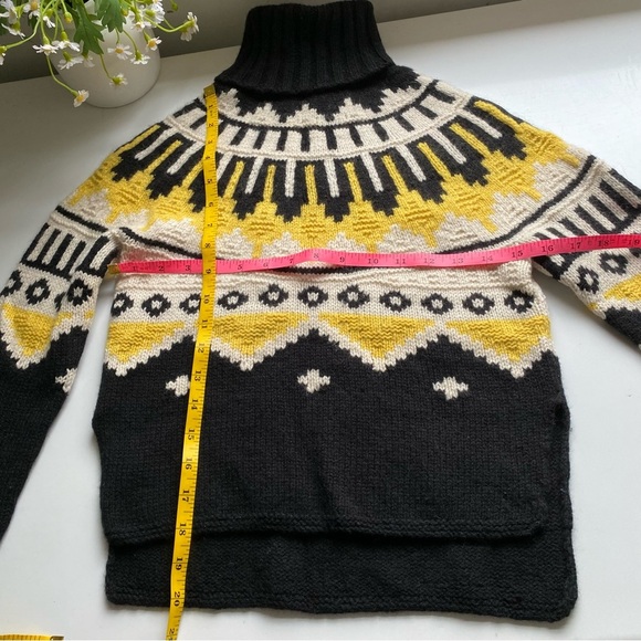 RALPH LAUREN Vintage Tribal Print Hand Knitted Sweater Black Yellow Size S - Picture 8 of 10